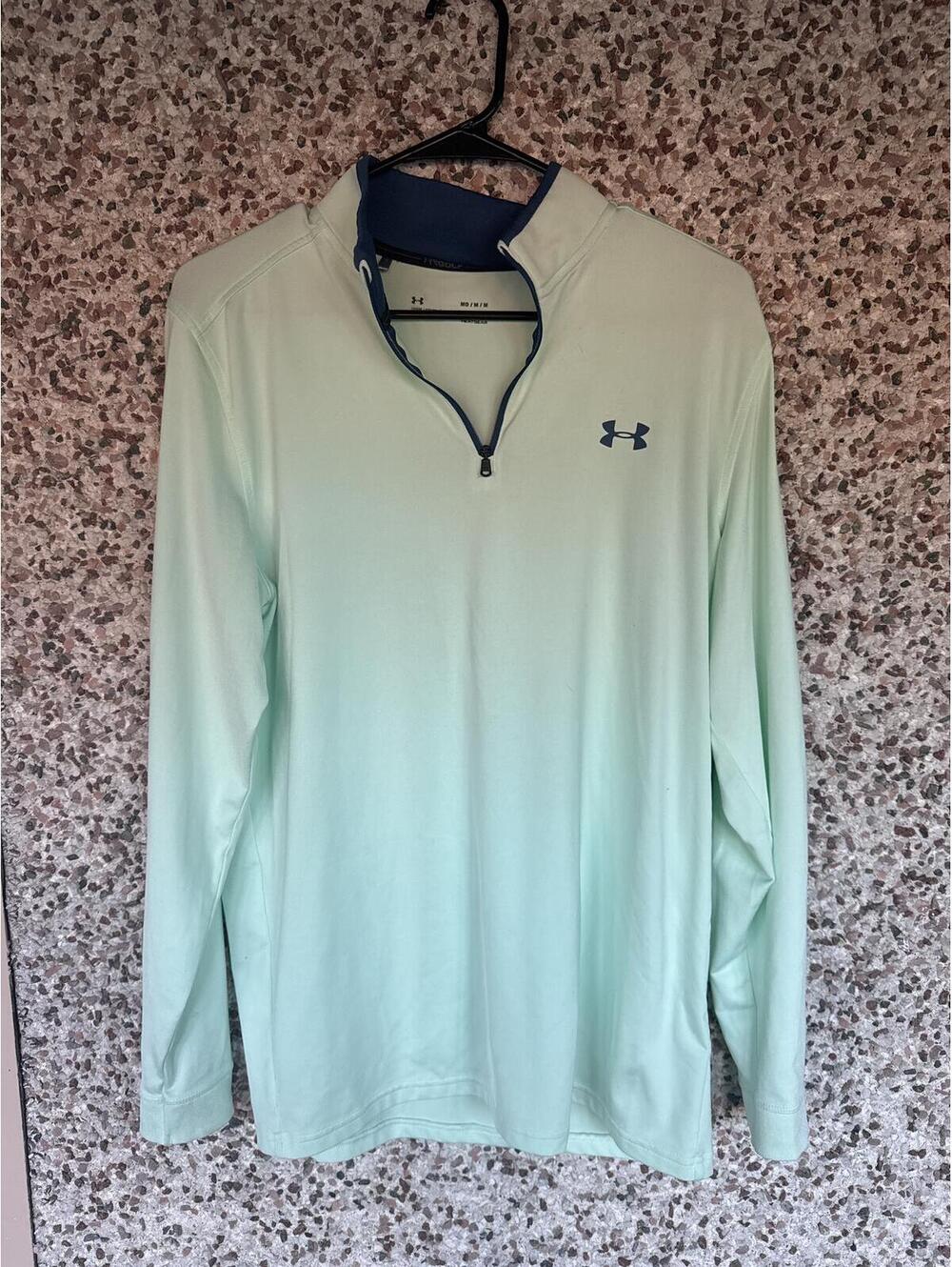 Under Armour Golf HeatGear 1/4 Zip Pullover Mens Medium Mint Green Loose